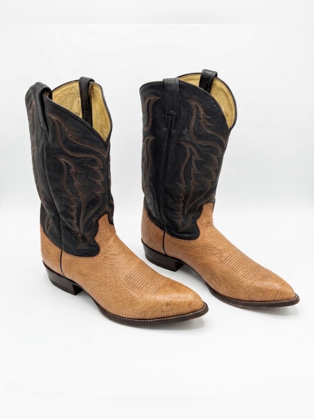 Tony Lama Cowboy Boots Black/Tan 12.5 D